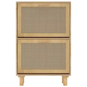 Shoe Cabinet Brown 52x25x80 cm Engineered Wood&Natural Rattan