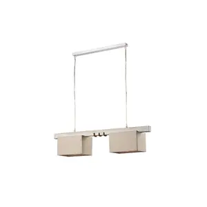 Luminosa Gea Wood Bar Pendant Ceiling Light, Fabric Shade