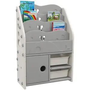 AIYAPLAY Kids Storage Units with 2 Storage Boxes, 67 x 29 x 98cm, Light Grey