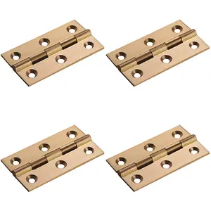 4 PACK - PAIR Cabinet Hinge - 64 x 35mm Satin Brass Cupboard Wardrobe Vanity Unit Fixings