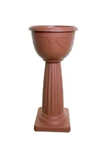 Terracotta Colour Venetian Jardiniere Plant Pot Round Plastic Pedestal Flower Planter Bowl