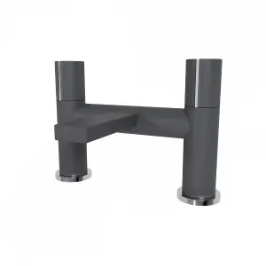 Nes Home Arte Handleless Futuristic Matte Grey Bath Filler Tap Deck Mounted Brass