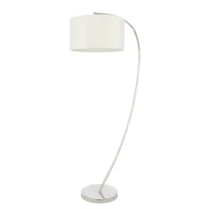 Anson Lighting River Floor light finished in Bright nickel plate and vintage white fabric