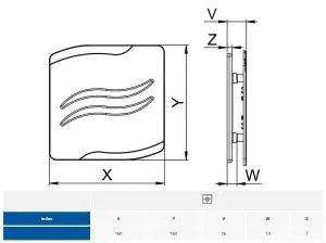 Awenta 100mm Pull Cord S-LINE Extractor Fan Satin ABS Front Panel Wall Ceiling Ventilation