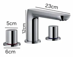 Deck Mounted 3 Hole Bath Filler Tap Chrome 2 Handles