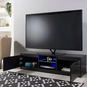 Modern TV Stand Cabinet Black 140cm Matt Gloss Suitable for 42 49 50 55 65 Inch TV's