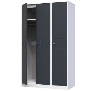 San Jose Ready assembled Contemporary Indigo & white Tall Triple Wardrobe (H)1970mm (W)1110mm (D)530mm