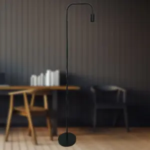 First Choice Lighting Leroy Matt Black 151cm Exposed Bulb Floor Lamp