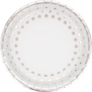 Creative Party Paper Sparkle Party Plates (Pack of 8) White/Silver (One Size)