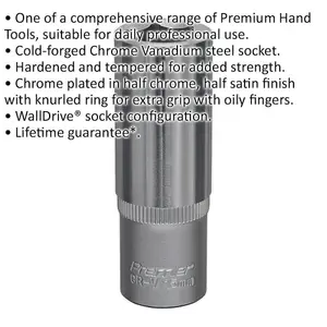 15mm Deep Drive Socket in Chrome Vanadium - Durable Forged Steel with 3/8" Square Drive