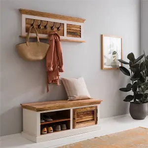 Oscar Wood Shoe Rack & Hanger Wall Hook Set