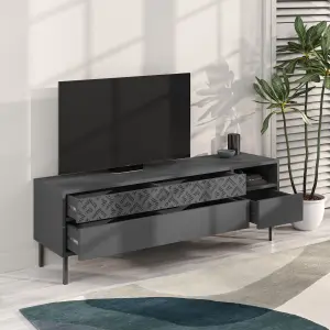 Decortie Heaton Modern Multimedia Unit with Storage TV Cabinet 60" Anthracite Grey 145cm