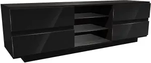 Homeology Avitus Gloss Black with 4-Black Drawer TV Stand for up to 65" Flat Screen LED and LCD TV Cabinet