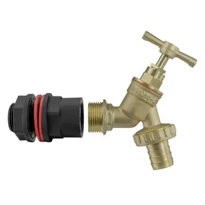 water butt/water storage tank outlet adaptor+brass bib tap +ptfe tape(requires a 21mm hole)