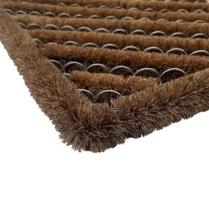 Natural Rugged Wire scraper Coir Reversible Heavy duty Door mat, 60cm x 40cm