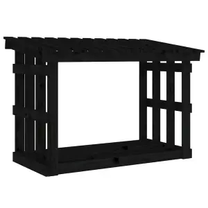 Berkfield Firewood Rack Black 108x64.5x77 cm Solid Wood Pine