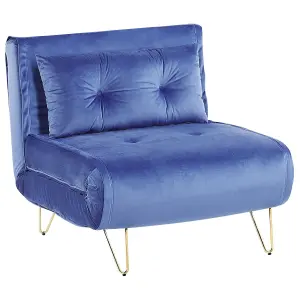 Sofa Bed VESTFOLD Navy Blue Velvet