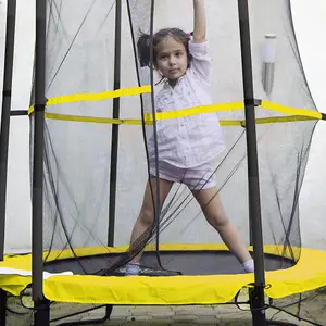 1390mm Kids Mini Trampoline with Safety Net and Ground Anchor for Safe Outdoor Fun