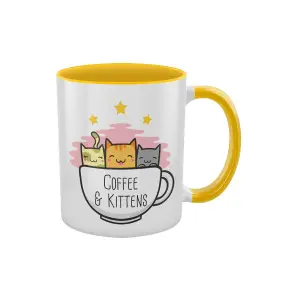 Grindstore Coffee & Kittens Inner Two Tone Mug Yellow/White (One Size)