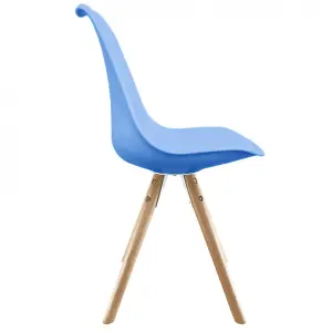 Soho Light Blue Plastic Dining Chair with Pyramid Light Wood Legs