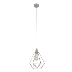 Luminosa Karo Wire Frame Pendant Ceiling Light Grey 24cm