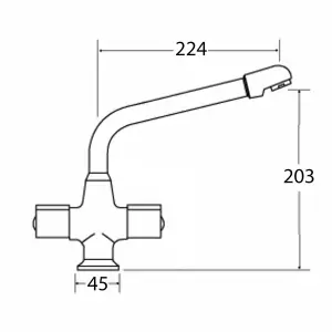 Low Pressure Kitchen Mixer Tap, Twin Lever - MORELLINO