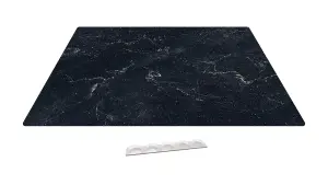 ALLboards Glass Chopping Board Black Marble 60x52cm Cutting Board Splashback Worktop Saver for Kitchen Hob Protection