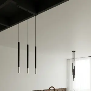 Mozaica Steel Black/Chrom 3P Light Classic Pendant Ceiling Light