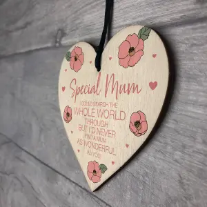 Mum Gift Wooden Hanging Heart For Birthday Mothers Day Gift For Her Keepsake