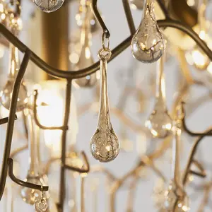 Luminosa Rimini 4 Light Ceiling Pendant Aged Gold Paint & Champagne Lustre Glass