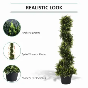 Outsunny Set Of 2 90cm/3FT Artificial Spiral Topiary Trees w/ Pot Fake Plant