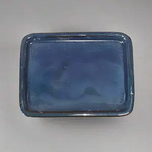 16cm Glazed Drip Tray - Rectangle - Blue