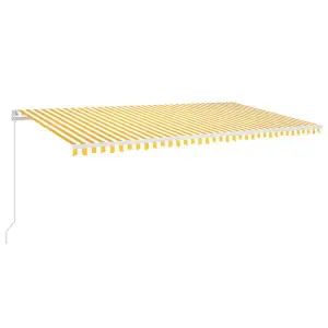 Berkfield Manual Retractable Awning with LED 600x350 cm Yellow and White