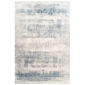 Silver Blue Distressed Abstract Area Rug 200x290cm