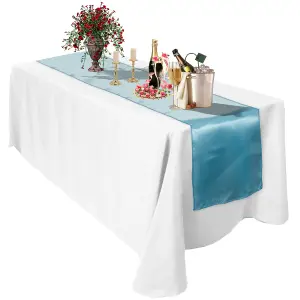 Neel Blue 11x 108 Inch Plain Satin Silk Table Runner, Baby Blue