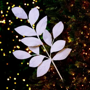 Premier Decorations Limited White Velvet Leaf Stem