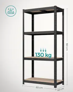 SONGMICS Boltless Steel Shelving Unit, Set of 2, 4-Tier Storage Rack for Garage and Shed, Black