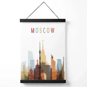 Moscow Colourful City Skyline Medium Poster with Black Hanger