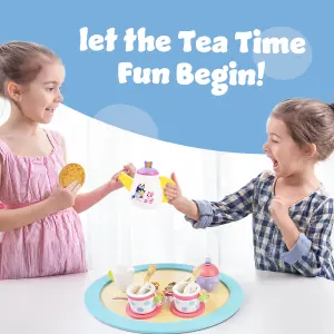 Bluey Wooden Tea Party Set 18 Piece Pretend Play Set FSC Certified Eco-Friendly Toy for Kids Aged 3+