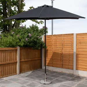 2.7m Garden Patio Sun Shade Parasol with Crank Handle in Black