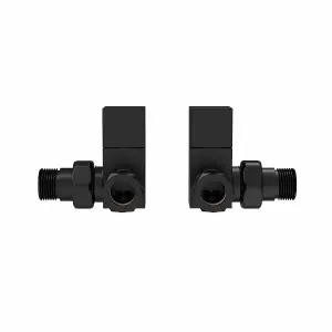 Rinse Bathrooms Modern Corner Towel Radiator Valves Square Twin Pack 1/2" x 15mm Black