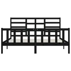 Berkfield Bed Frame Black Solid Wood Pine 200x200 cm