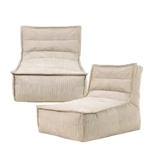 icon Otto Natural Corduroy Lounger Set of 2 Bean Bag Chair