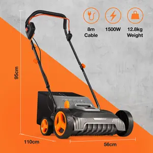 VonHaus Artificial Grass Brush 1500W, Electric Artificial Grass/Lawn Sweeper Cleaner Machine, 35L Collection Bag and 8m Cable