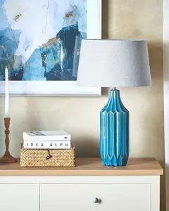 Beliani Traditional Ceramic Table Lamp Blue ABAVA