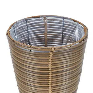 Set of 2 Plant Pots SARTI PE Rattan Brown