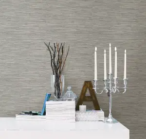 NuWallpaper NU2276 Tibetan Grasscloth Peel & Stick Wallpaper, Grey