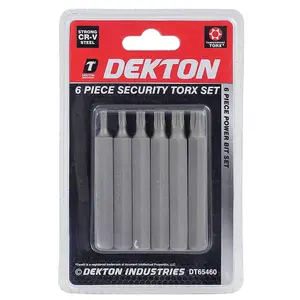 Dekton 6pc  Security Torx bit Set Tamper-proof T20, T25, T30, T40, T45, T50.