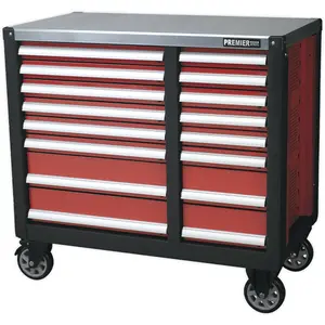 16 Drawer Mobile Workstation with Heavy-Duty Ball Bearing Slides and Steel Construction