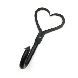 Oakcrafts - Cast Iron Heart Single Hook in Aged Black Wax Finish